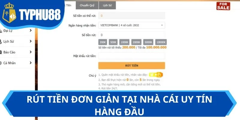 Rút tiền đơn giản tại nhà cái uy tín hàng đầu